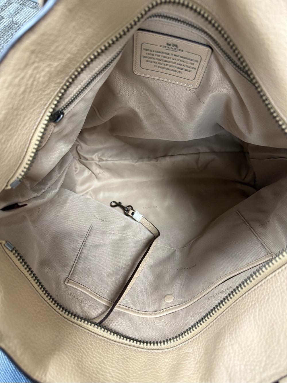 Coach Tatum Whiplash Neutral Beige Studded Leather tote - Picture 14 of 16